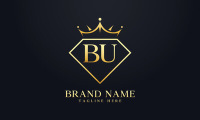 Diamond crown vector. Luxury queen logo for jewelry vector with letters