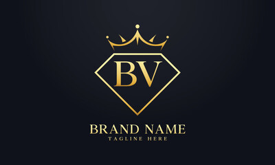 Diamond crown vector. Luxury queen logo for jewelry vector with letters