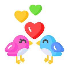 Beautiful vector icon of love birds, editable style