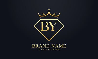 Diamond crown vector. Luxury queen logo for jewelry vector with letters