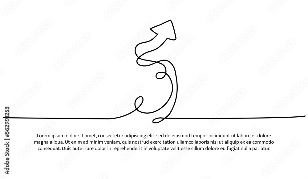 Poster continuous line design of arrows. single line decorative elements drawn on a white background.