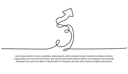 Continuous line design of arrows. Single line decorative elements drawn on a white background.