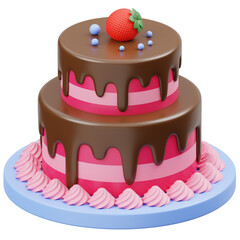 Strawberry Cake Valentines Day 3D Icon