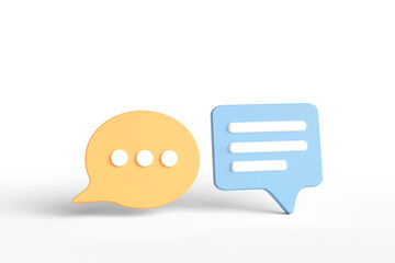 speech bubbles of different shapes on white background. Blank 3D text bubbles for business design. 3D render illustration