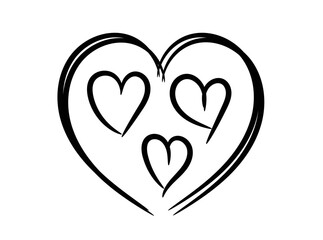 Set of hand drawn doodle vector hearts	