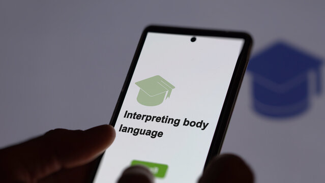 Interpreting body language program. A student enroll in courses to study, to learn a new skill and pass certification.