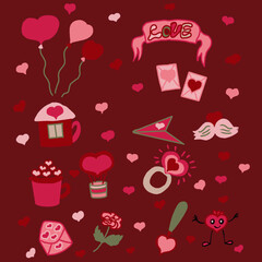 pattern with hearts and gifts