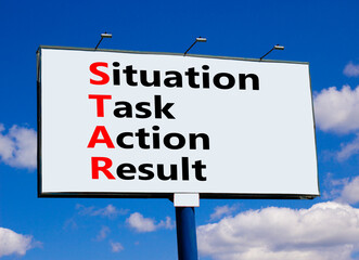 STAR situation task action result symbol. Concept words STAR situation task action result on big...