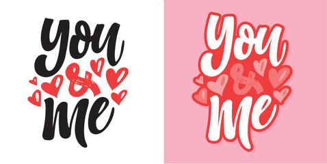 Lettering postcard about love. Happy Valentine'day card - hand drawn doodle lettering postcard. Heart, be mine. Vector