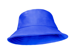 Blue bucket hat isolated on white background