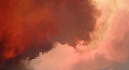 drawing a dramatic sky with red clouds and glimpses of light
