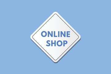 online shop text Button. online shop Sign Icon Label Sticker Web Buttons