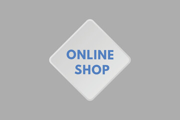 online shop text Button. online shop Sign Icon Label Sticker Web Buttons