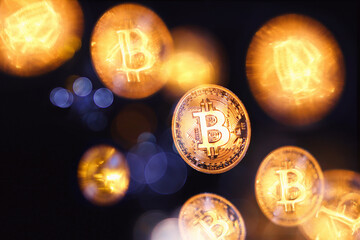 Blockchain technology's digital virtual currency bitcoin and stock investment and finance electronic currency transaction encryption coin
