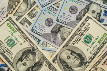 Money pile dollar bills background