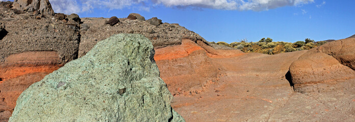 Copper bearing rock in Del Teide national park, Tenerife, Canary Islands, Spain