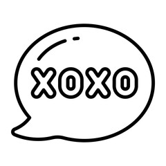 Xoxo text in a speech bubble represent emotions of love and kiss