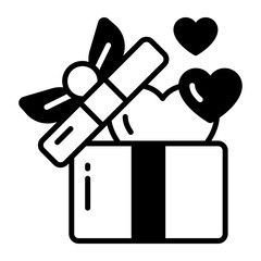 Hearts inside the gift box symbolizing of surprise gift vector design