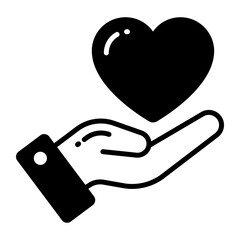 Hand presenting heart vector icon, be my valentines