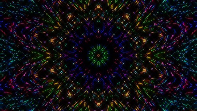 Abstract Kaleidoscope pattern with full colors. Magic mandala. 4k	