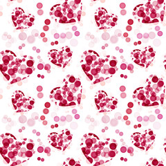 Seamless pattern with red hearts on a white background. Valentine's Day.