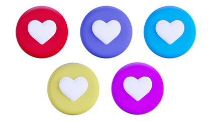 3d rendering love sign heart symbol icon button ellipse shape collection