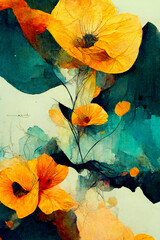 Abstract Floral mixed media Illustration