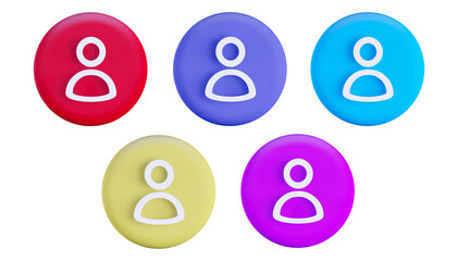 3d rendering user icon profile button ellipse shape collection