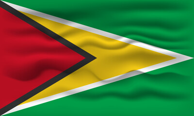 Waving flag of the country Guyana. Vector illustration.