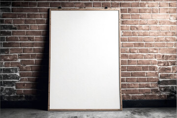 Blank whiteboard on a brick wall mockup for home office advertising