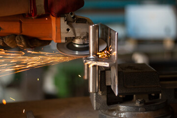 Grinding steel. Caviar from grinder. Circular saw.