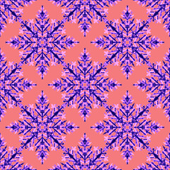 Fototapeta na wymiar Watercolor seamless pattern with snowflakes. Great Christmas allover print for wrapping paper or textile. Winter design. 