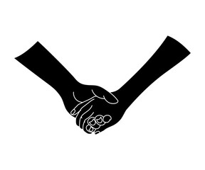 Couple holding hands silhouette. Vector illustration