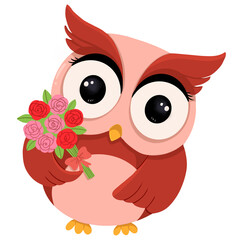 Cute Owl Clipart, Cute Owls Digital Clipart, valentine  owl illustration