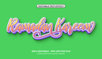 Ramadan Kareem text effect. Beautiful and fun graphic styles. Editable colorful gradient text effect