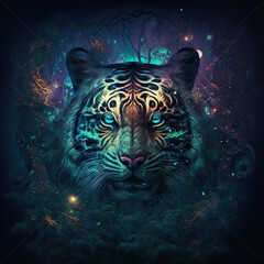 Wild Psychedelic Tiger - AI-Generated Digital Art