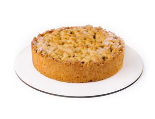 Homemade grated cake tart with lemon curd