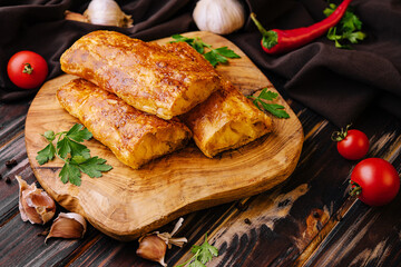 Cooking traditional romanian pies with potatoes