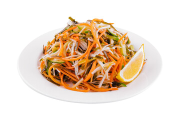 Fresh coleslaw salad in white plate