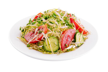Salad from fresh cabbage, cucumbers and tomatoes