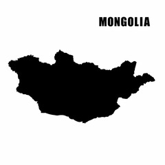 Obraz premium Vector illustration of outline map of Mongolia. High-detail border map. Silhouette of a country map isolated on a white background. Map for infographic and geographic information.