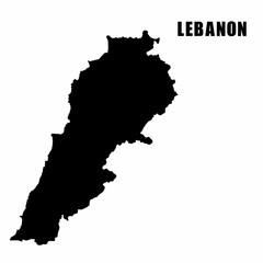 Obraz premium Vector illustration of outline map of Lebanon. High-detail border map. Silhouette of a country map isolated on a white background. Map for infographic and geographic information.