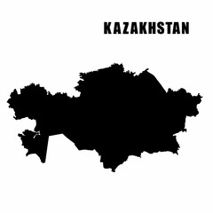 Obraz premium Vector illustration of outline map of Kazakhstan. High-detail border map. Silhouette of a country map isolated on a white background. Map for infographic and geographic information.