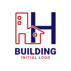 letter H building initial vector logo design