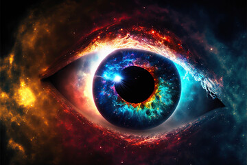 Colorful fanatsy eye in the universe, Generative AI