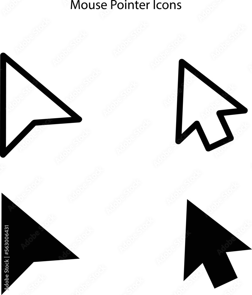 Poster Click pointer line icons. Mouse cursor, Computer arrow, interface tool and web point line icons. Click here, internet pointer and cursor mouse tool.