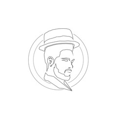 Bearded male face line art logo