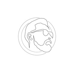 Bearded male face line art logo