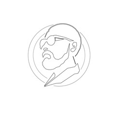 Bearded male face line art logo