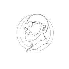 Fototapeta premium Bearded male face line art logo